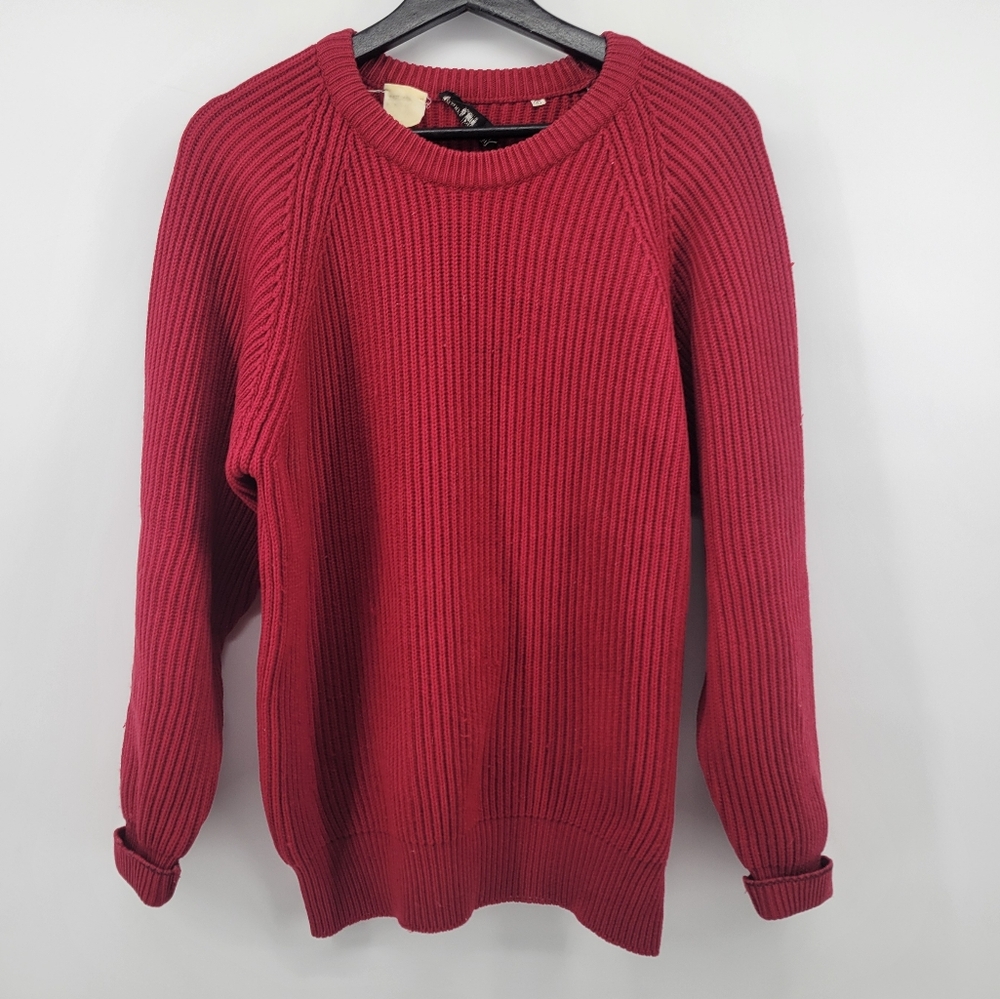 Pierre Balmain Red Ribbed Knit Sweater Size 46